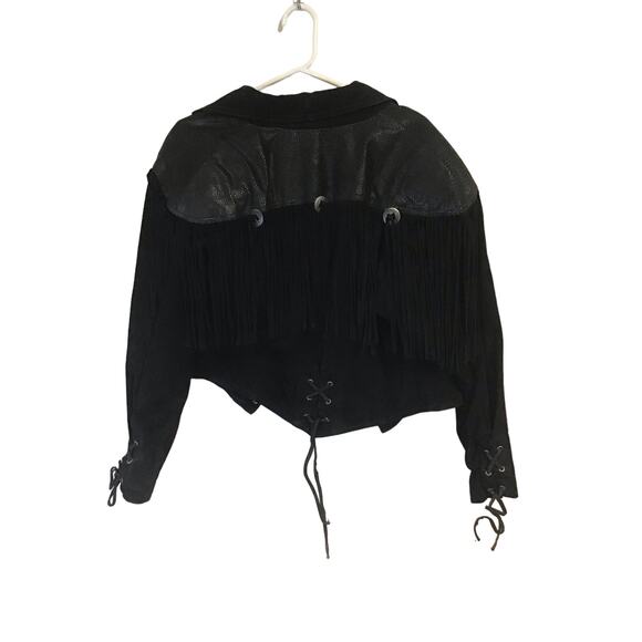 Cuir Classique Black Suede Jacket‎ with Fringe Woman Size M - Picture 2 of 5